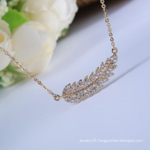 Hot sale new product fashion accessories zircon leaf necklace leaf pendant necklace